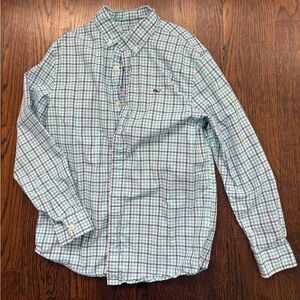 Boy Youth Vineyard Vines blue plaid shirt
